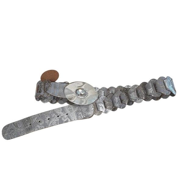 NEW Chicos silver leather embossed belt main image 4